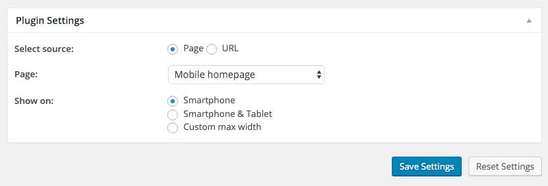 Parametri del plugin Genesis Mobile Redirect