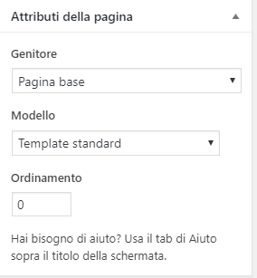 Wordpress, Attributi della pagina
