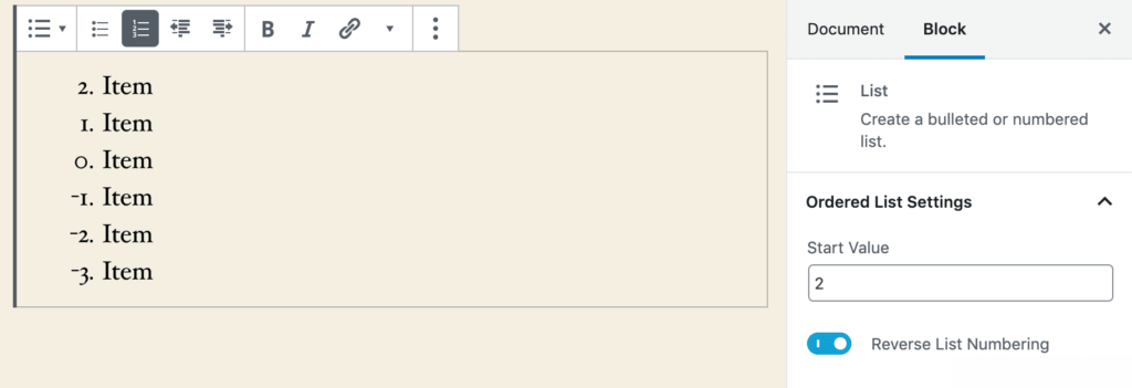 WordPress: Miglioramenti al Blocco Lists (Elenco)