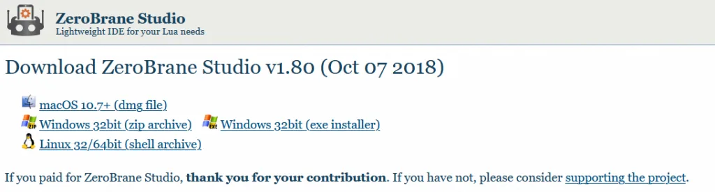 LUA: Installare e configurare l’IDE - ZeroBrane Download